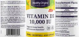 Label for Vitamin D3 10,000 IU 250 mcg