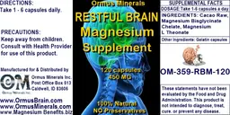 Label for Restful Brain Magnesium Supplement 450 mg