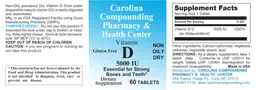 Label for Vitamin D 5000 IU