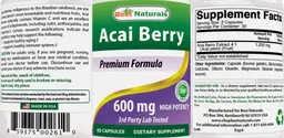Label for Acai Berry 600 mg