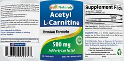 Label for Acetyl L-Carnitine 500 mg