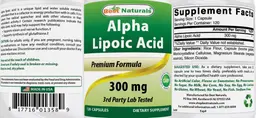 Label for Alpha Lipoic Acid 300 mg