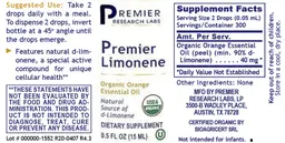 Label for Premier Limonene