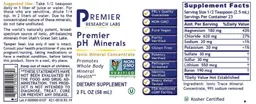 Label for Premier pH Minerals