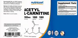 Label for Acetyl L-Carnitine 500 mg