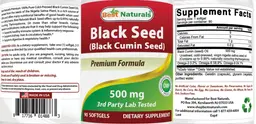 Label for Black Seed (Black Cumin Seed) 500 mg
