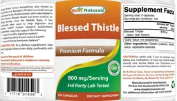Label for Blessed Thistle 800 mg