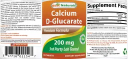 Label for Calcium D-Glucarate 200 mg