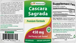 Label for Cascara Sagrada 450 mg