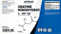 Label for Creatine Monohydrate 3 g