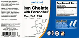 Label for Iron Chelate with Ferrochel 36 mg
