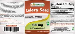 Label for Celery Seed 600 mg