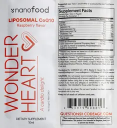 Label for Wonder Heart Liposomal CoQ10 Raspberry Flavor