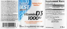 Label for Vitamin D3 1000 IU
