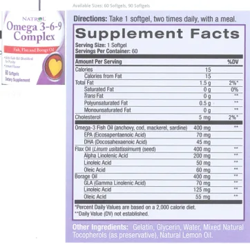 Label for Omega 3-6-9 Complex