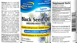 Label for Black Seed Oil ABSORB-MAX TQ