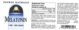 Label for Melatonin 1 mg
