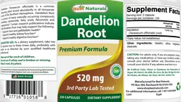 Label for Dandelion Root 520 mg