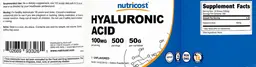 Label for Hyaluronic Acid 100 mg Unflavored