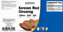 Label for Korean Red Ginseng 1,000 mg