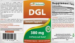 Label for DGL Immune Support 380 mg