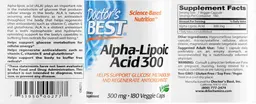 Label for Alpha-Lipoic Acid 300 mg