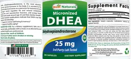 Label for Micronized DHEA 25 mg