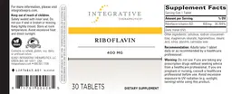 Label for Riboflavin 400 mg