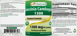 Label for Garcinia Cambogia 1300 mg
