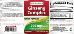 Label for Ginseng Complex 1000 mg