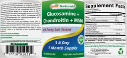 Label for Glucosamine + Chondroitin + MSM