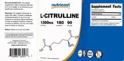 Label for L-Citrulline 1,500 mg