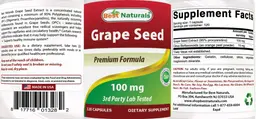 Label for Grape Seed 100 mg