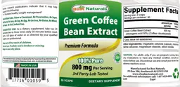 Label for Green Coffee Bean Extract 800 mg
