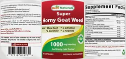 Label for Super Horny Goat Weed 1000 mg