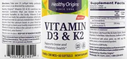 Label for Vitamin D3 50 mcg & K2 200 mcg