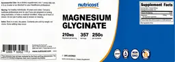 Label for Magnesium Glycinate 210 mg Unflavored