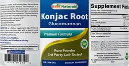 Label for Konjac Root Glucomannan Pure Powder