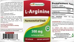 Label for L-Arginine 500 mg