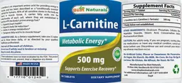 Label for L-Carnitine 500 mg