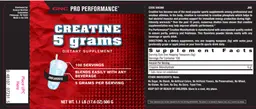 Label for Creatine 5 grams