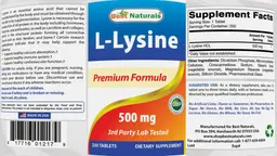 Label for L-Lysine 500 mg