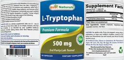 Label for L-Tryptophan 500 mg