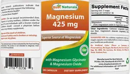 Label for Magnesium 425 mg