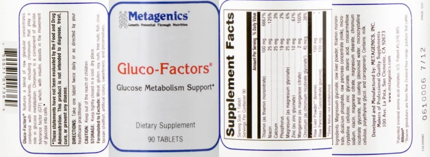 Label for Gluco-Factors