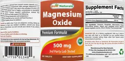 Label for Magnesium Oxide 500 mg