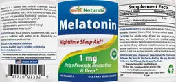Label for Melatonin 1 mg