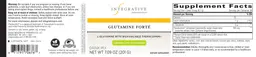 Label for Glutamine Forte Lemon Lime Flavored