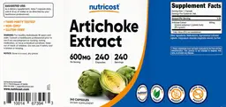 Label for Artichoke Extract 600 mg