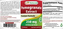 Label for Pomegranate Extract 250 mg
